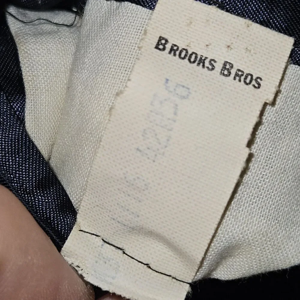 VTG 80s Brooks Brothers Suit Jacket Blazer Mens 42L Pinstripe Navy USA Union
